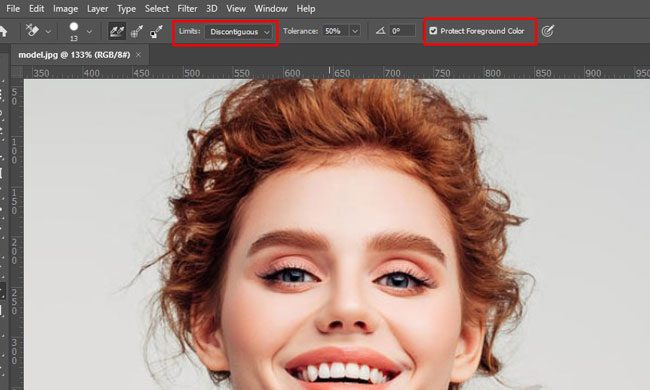 select discontiguous and Protect Foreground option select-discontiguous-and-Protect-Foreground-option